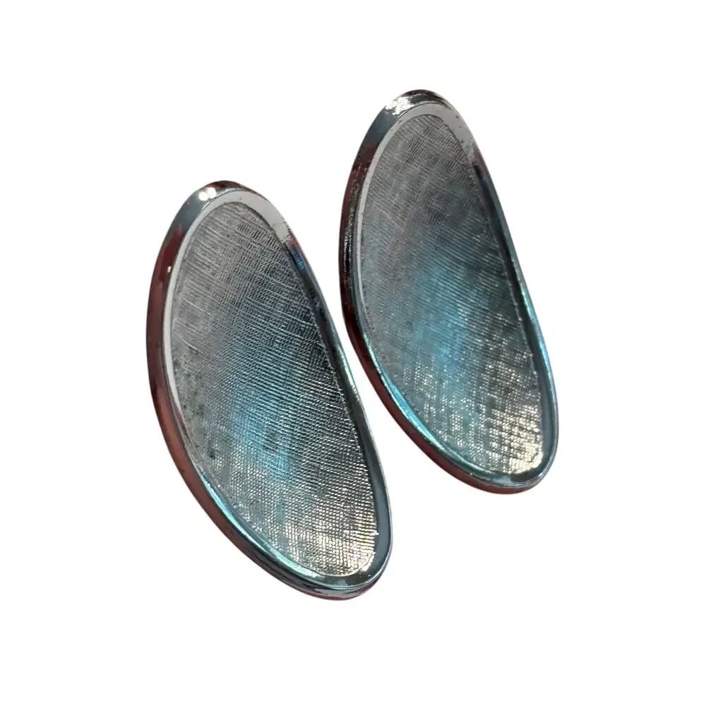 Vintage mid century cufflinks textured dimensional slender silver ovals classics
